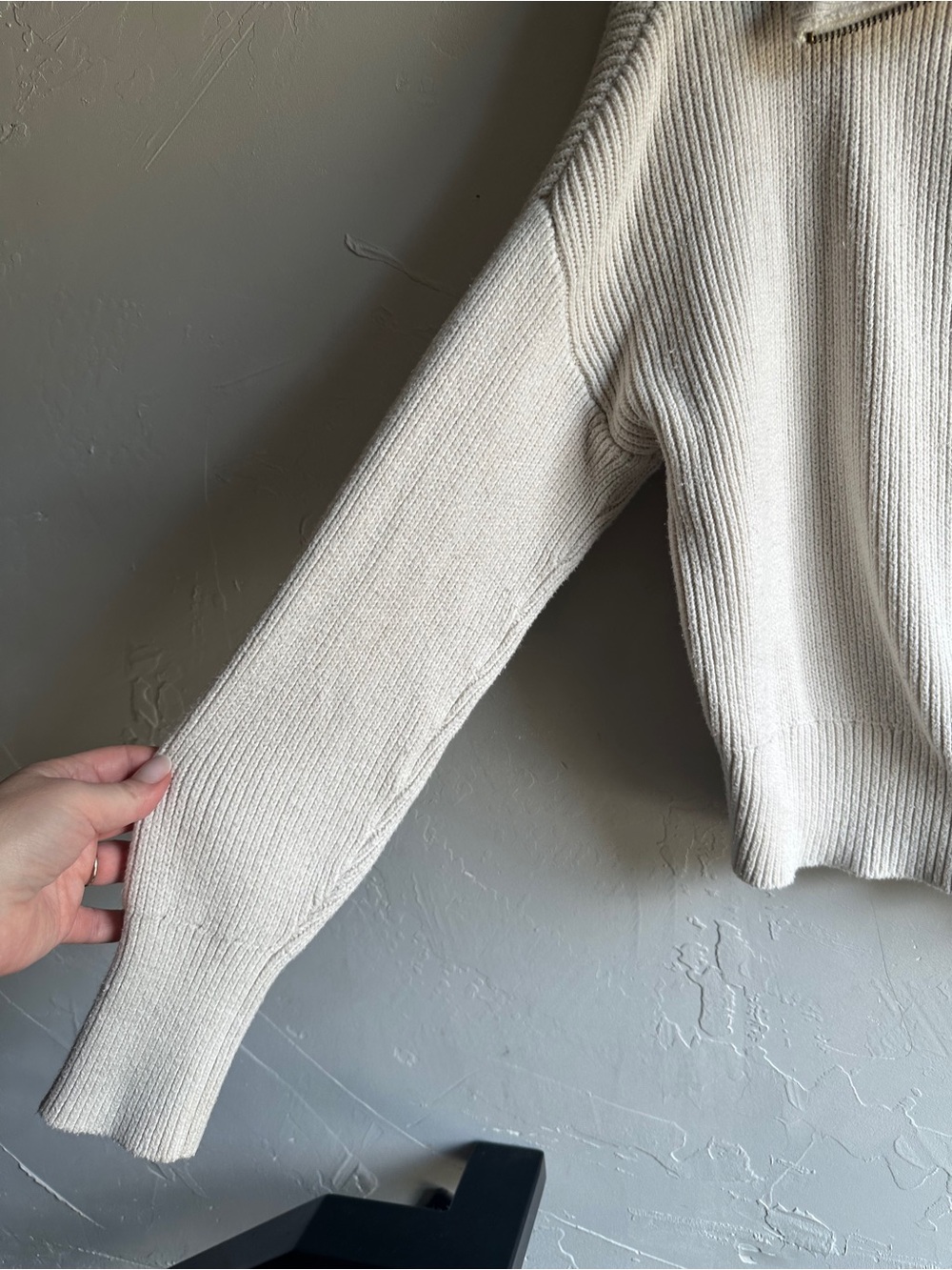 Abercrombie & Fitch Ribbed Zip Up Sweater Cream Cropped Soft Girl Sz S - Picture 4 of 9